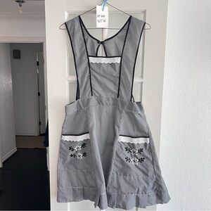 Gingham Pinafore Apron with Floral Pockets